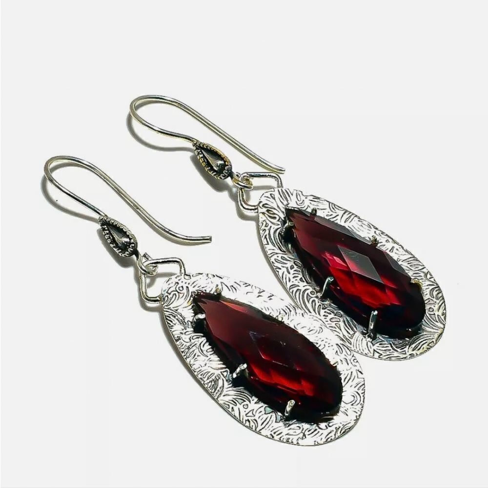 Amethyst Gemstone Handmade 925 Sterling Silver Earring Jewelry 2.76"